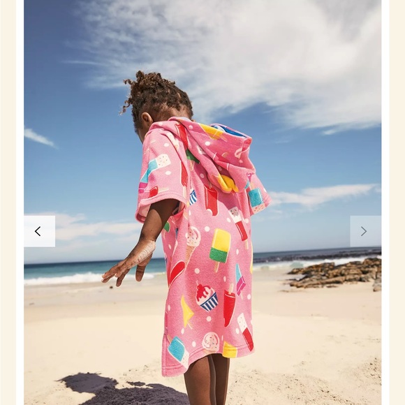 Mini Boden Kids' Ice Cream Spot Towelling Poncho, Pink - Picture 4 of 7
